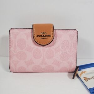 Coach Medium Corner Zip Wallet In Signature Canvas CEC29 NWT
